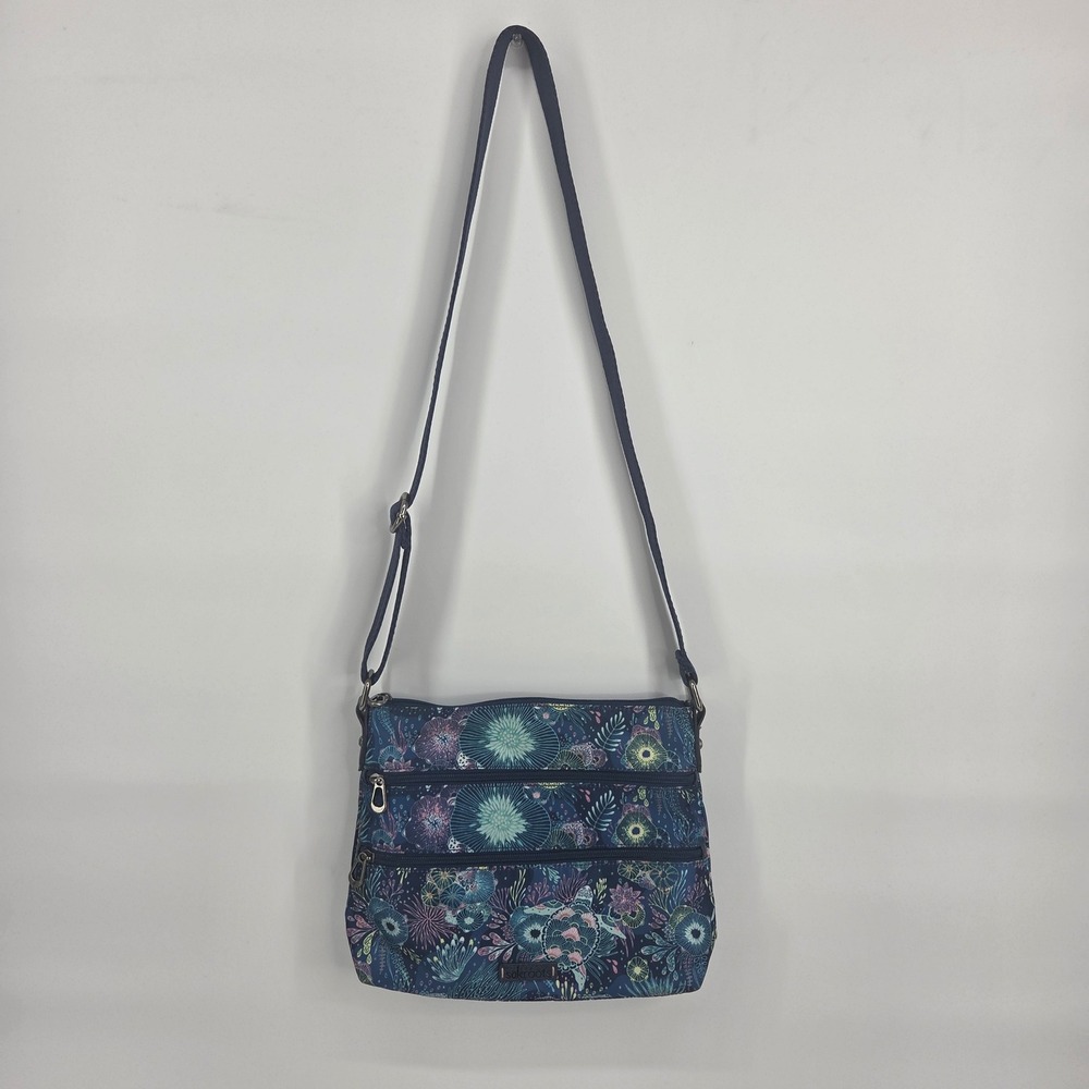 Sakroots Crossbody Bag Small Blue Sea Turtle Coral Reef Boho Art-Inspired Bag